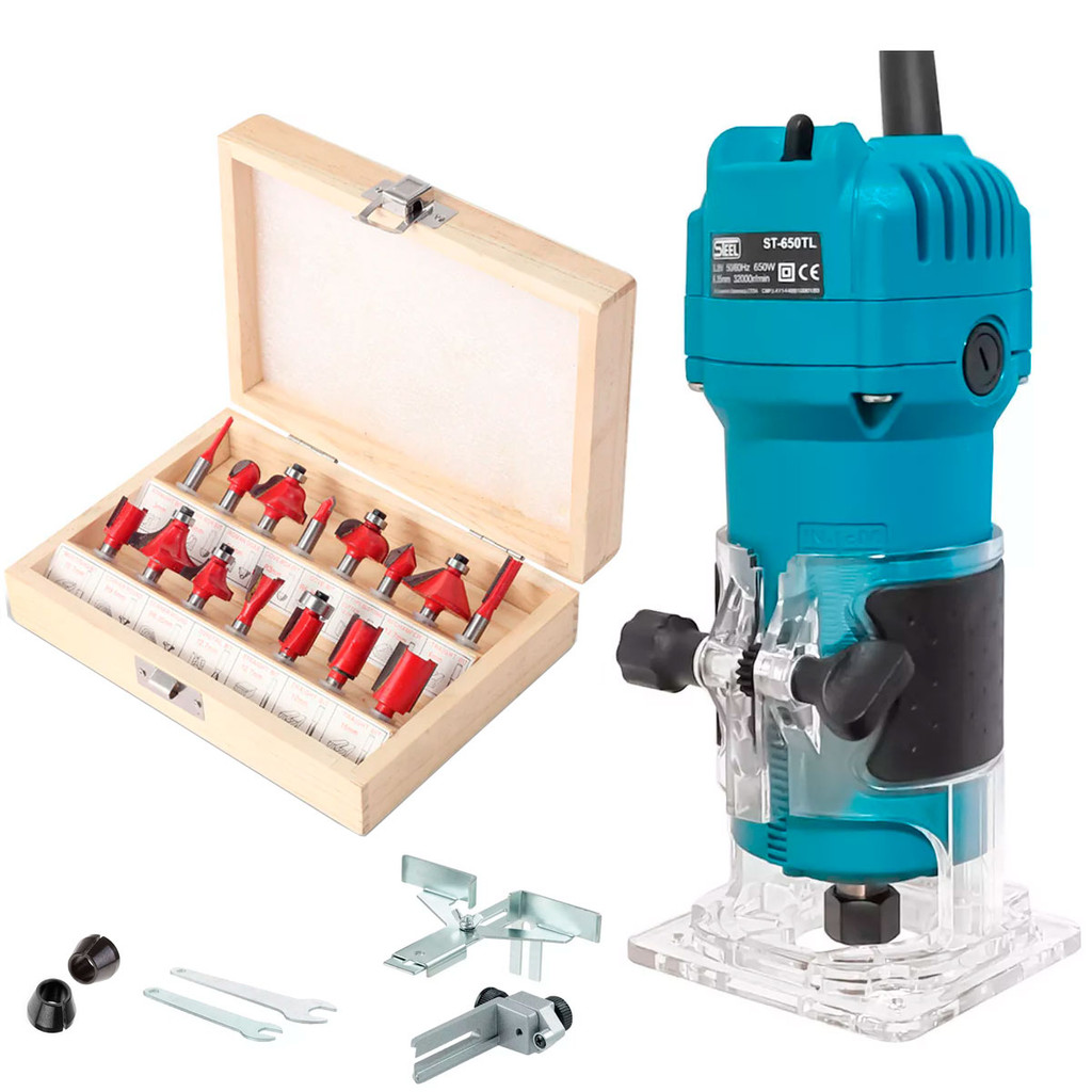 Combo Tupia Manual Laminadora Elétrica Para Laminados + Jogo Fresas 15peças  ENVIO IMEDIATO