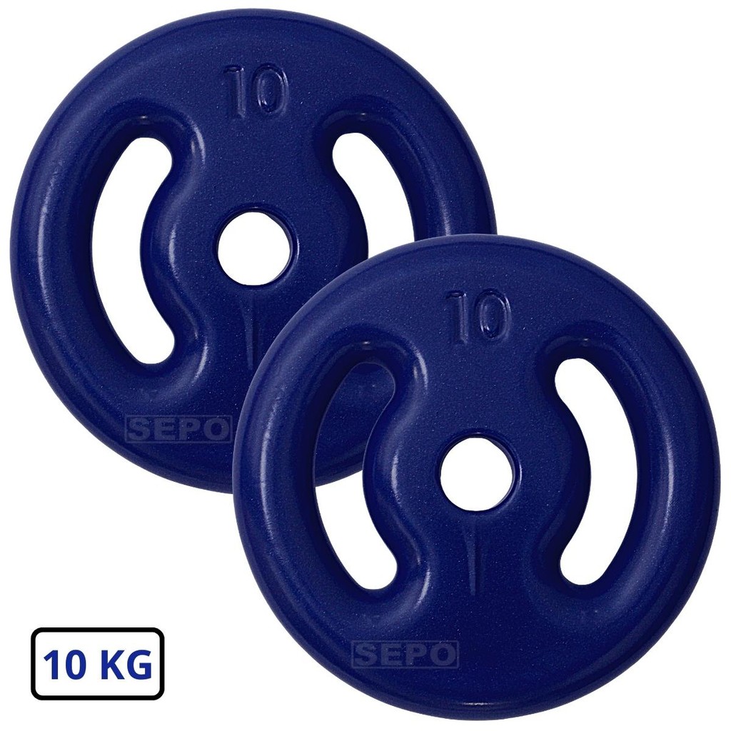 Kit com 2 Anilhas Emborrachadas de 10Kg Fitness Academia e Treino em Casa