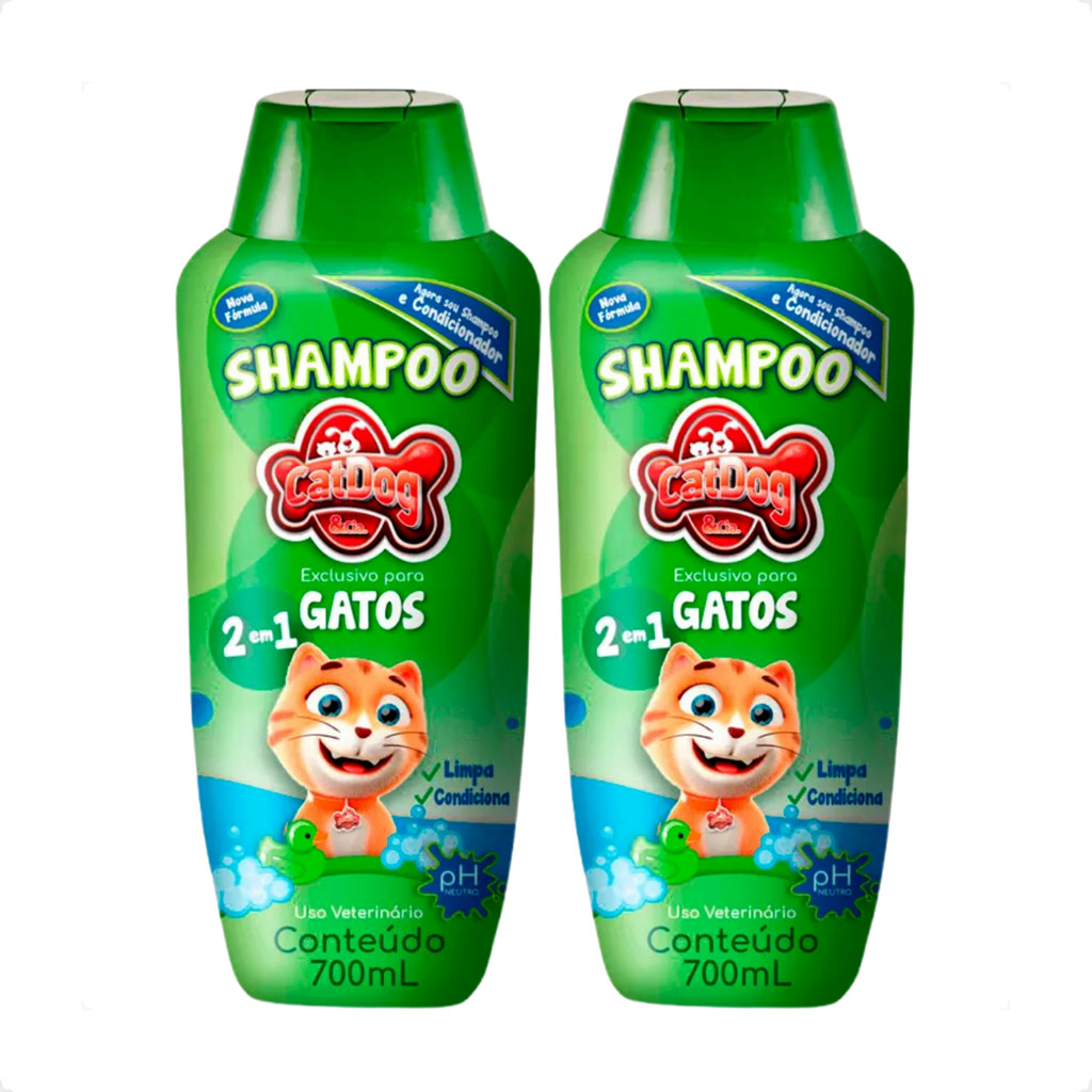 Kit 2 Shampoo 2 em 1 Gatos CatDog & Cia - 700ml