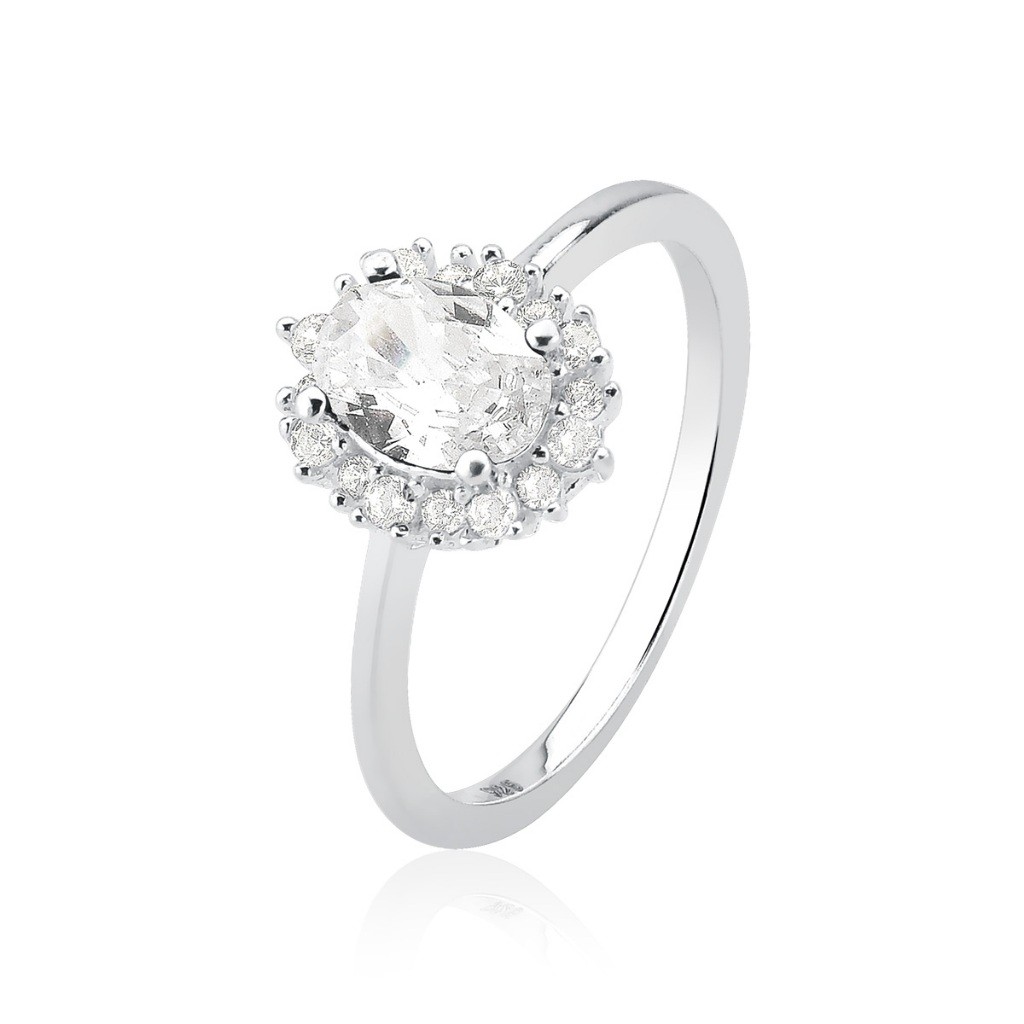 Anel Feminino de Prata 925 Zircônia Oval - Fashion Accessories