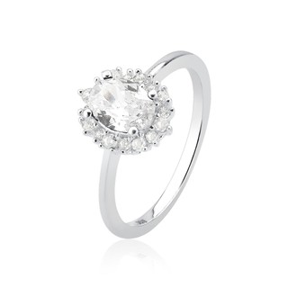 Anel Feminino de Prata 925 Zircônia Oval em Oferta na Shopee