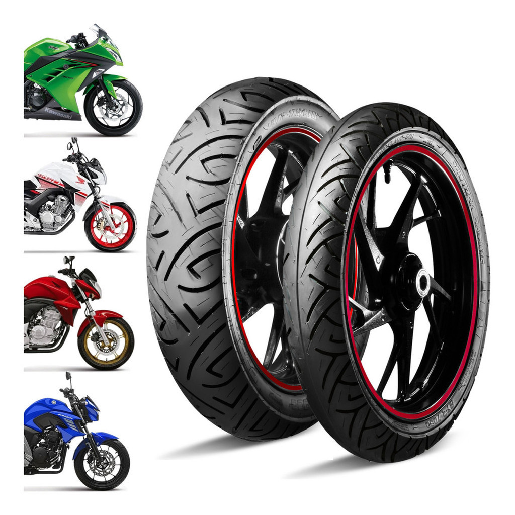 Par Pneu Dianteiro 110/70-17 Traseiro 140/70-17 Moto Twister Fazer Ninja Bmw Cb300 Fazer 600 Mt