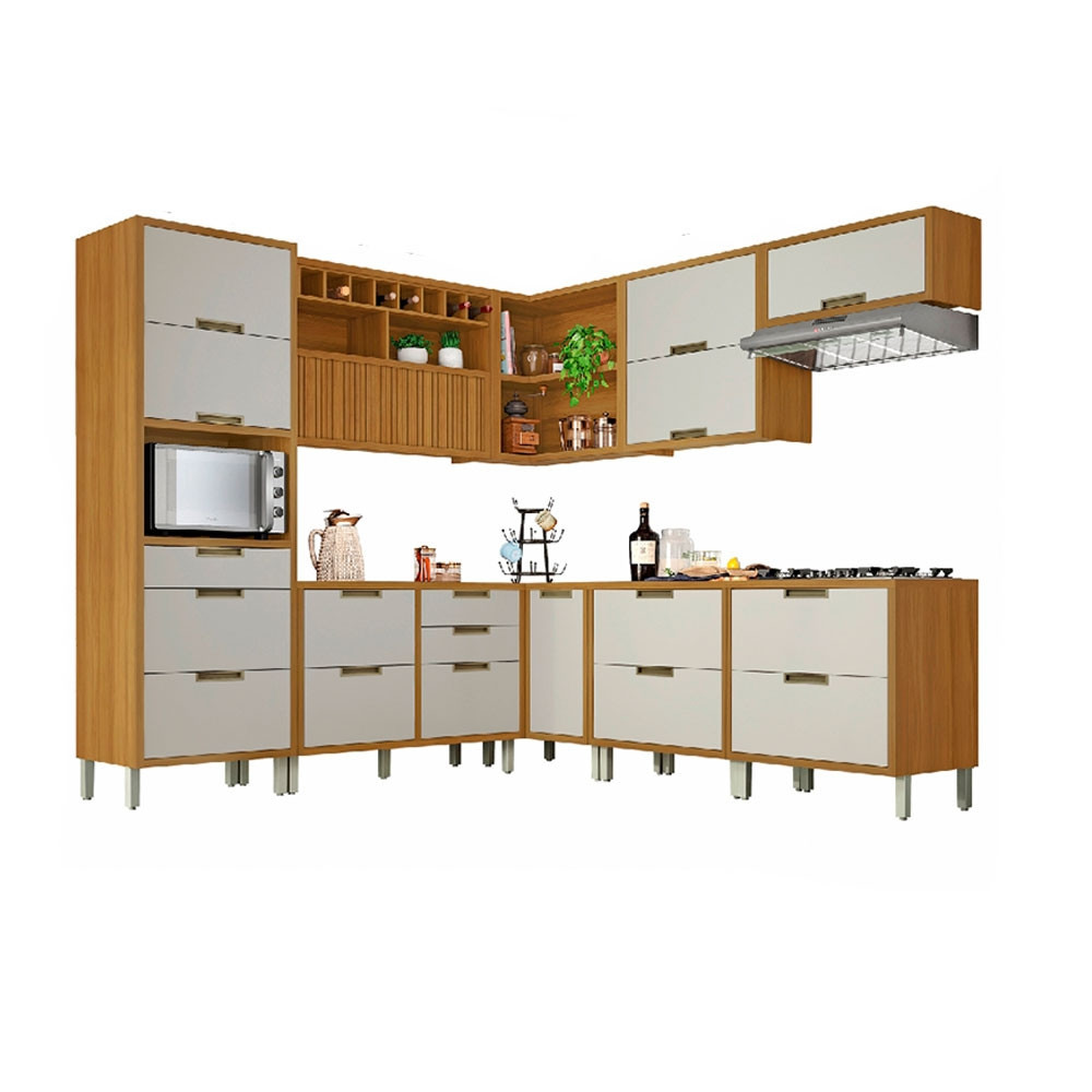 Cozinha Modulada 9 Peças Ripado Imperatriz Ângulo Mdf - Nesher