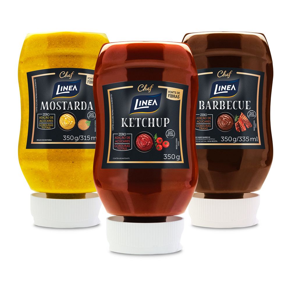 Kit 3 Molhos Linea - Mostarda, Ketchup e Barbecue 350g