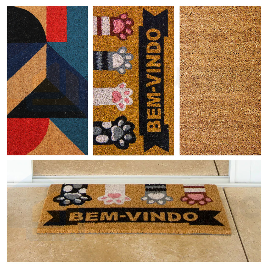 Tapete Capacho de Porta Carpete Fibra de Coco Bem-Vindo Vários Modelos Estampado Decoração 60x33cm em Oferta na Shopee