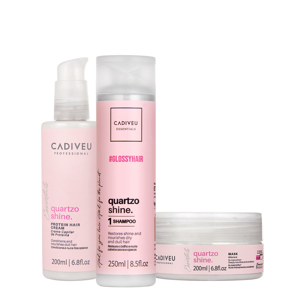 Kit Cadiveu Professional Essentials Quartzo Shine Shampoo Máscara e Pré Shampoo (3 produtos) em Oferta na Shopee