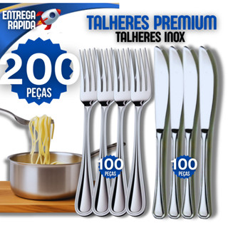 Kit 60 100 Ou 200 Garfo e Faca Talheres 100% Aço Inox 100 Garfo 100 Faca Premium Buffet Restaurante Lanchonete Qualidade em Oferta na Shopee