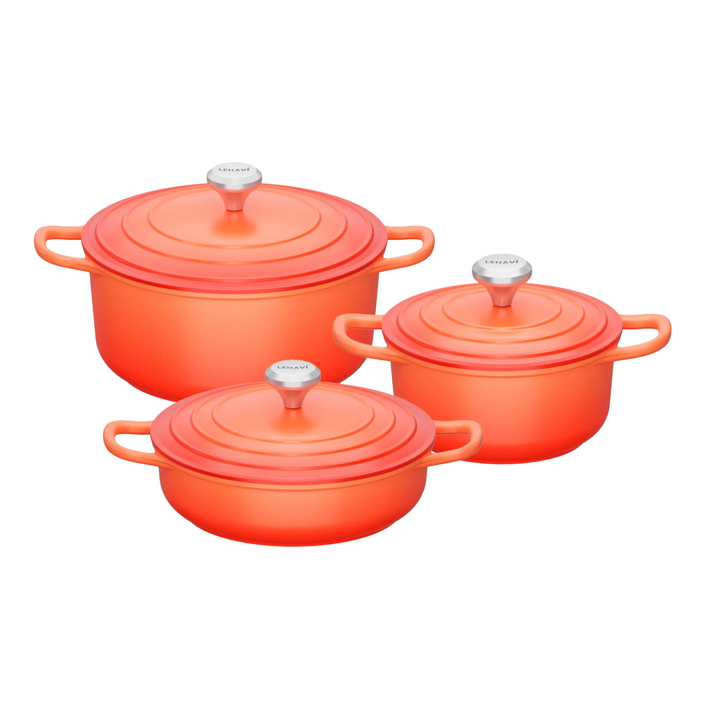 Imagem CONJUNTO 3 PANELAS CAÇAROLAS FUNDO TRIPLO INDUÇÃO C/REVESTIMENTO CERÂMICO FLORENÇA LEHAVI