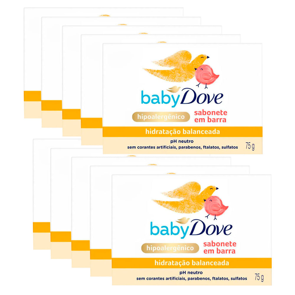 Kit Sabonete Em Barra Baby Dove Hidratação Balanceada 75g 10 Unidades - Beauty