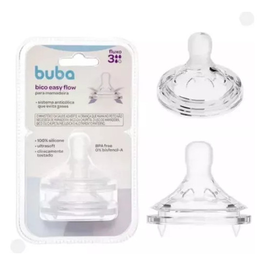 Kit Com 2 Bicos Para Mamadeira Easy Flow +4m Buba - Fluxo 3
