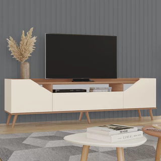 Rack Nice 100% MDF 3 Porta e Pés Estilo Retrô para TV até 65