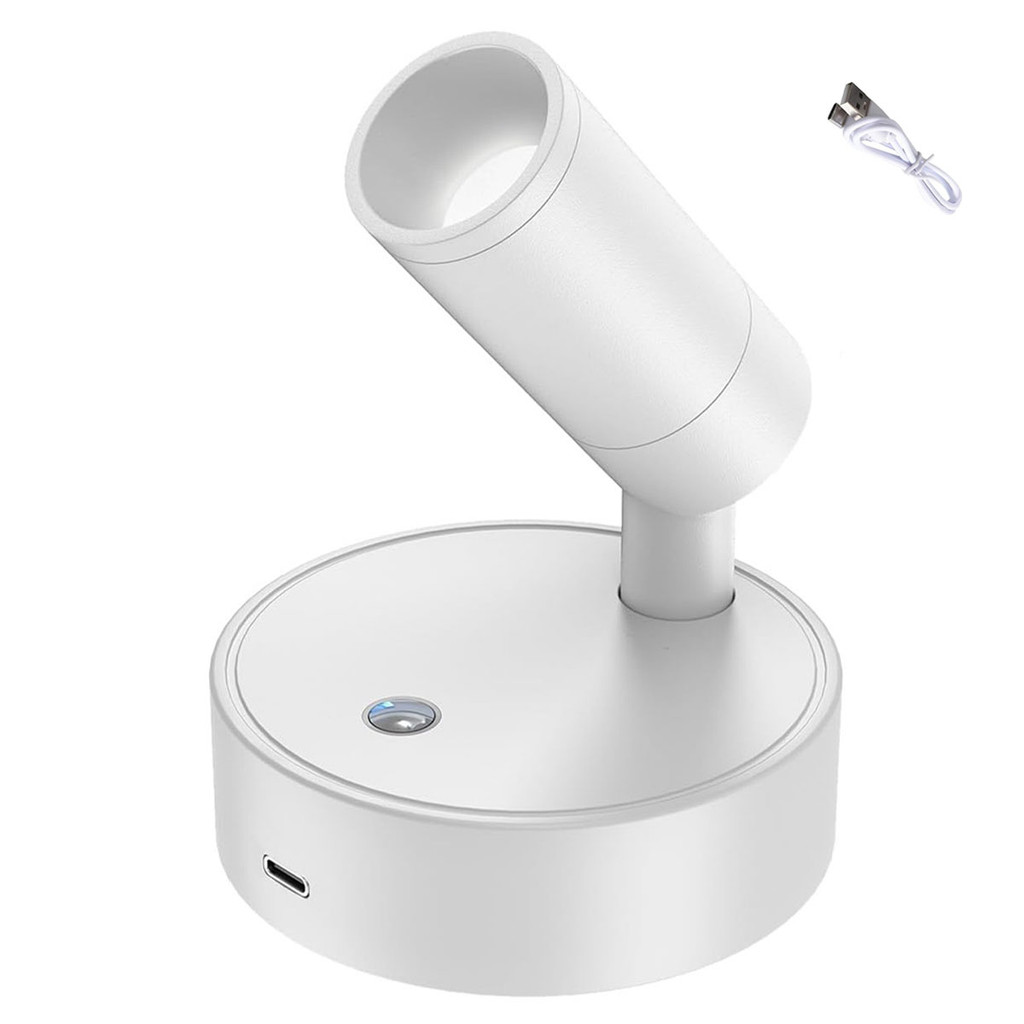 Luminaria LED Arandela 3 Tons USB Bateria Recarregavel Mesa Cabeceira Parede Sala Quarto Estudo Trabalho Leitura