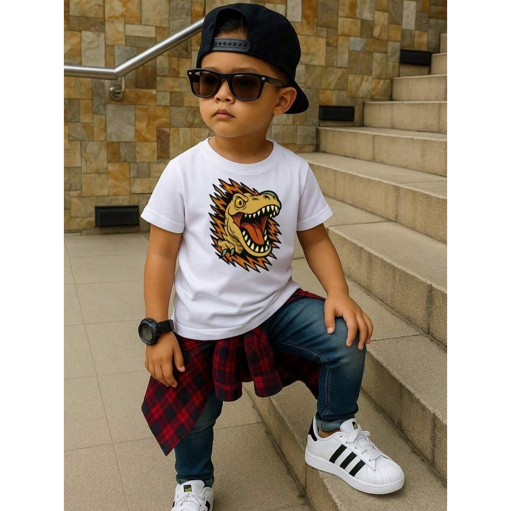 Camiseta Infantil Menino Dinossauro Dino Jurassic 100% Algodão Varias Cores - T-shirt Masculina, Confortável, Algodão