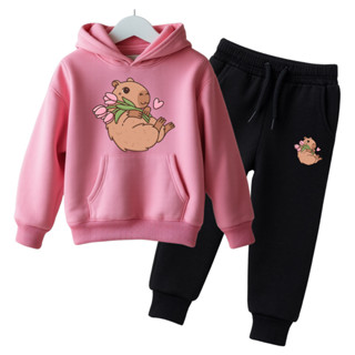Conjunto Infantil Moletom e Calça Capivara Fofo Desenho Criança anime Quentinho com punho calça com cordão ajustavel em Oferta na Shopee