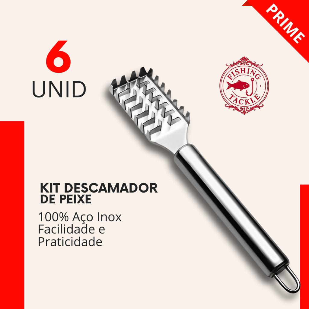 Descamador de Peixe 6 Peças Escamador Removedor de Escamas Inox Pesca
