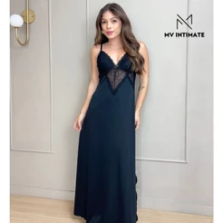 Camisola Longa Sexy Com Detalhes em Renda 356