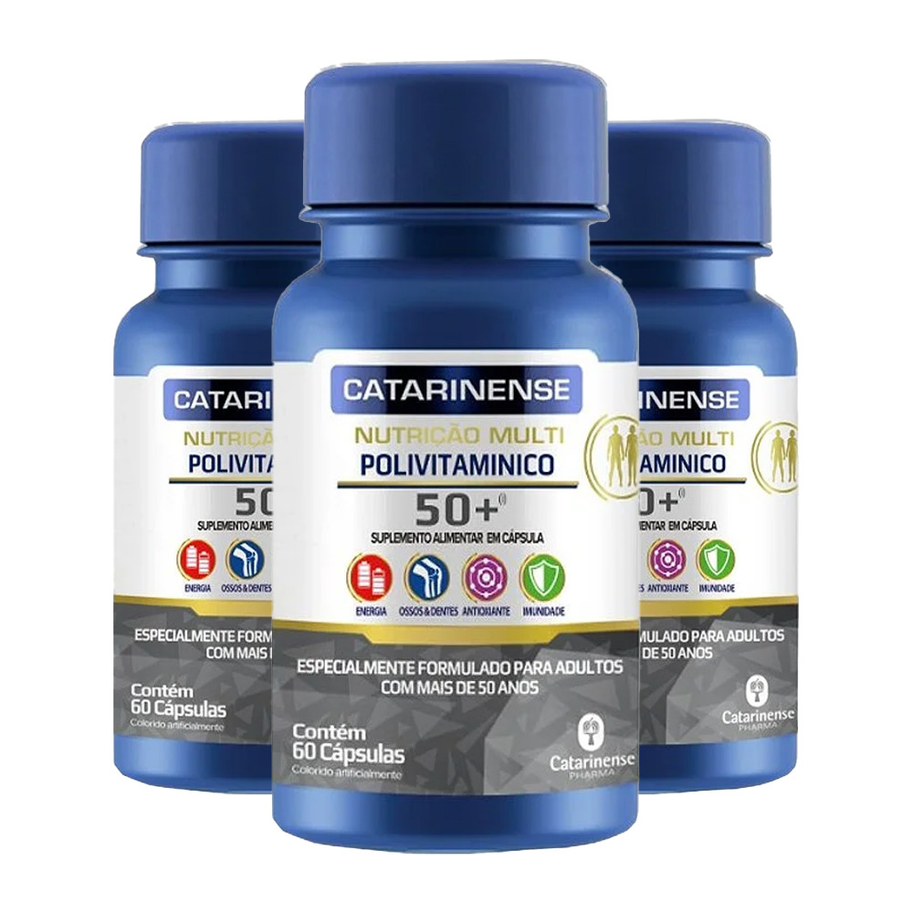 Kit 3 Polivitamínico Sênior Catarinense 60 cápsulas em Oferta na Shopee