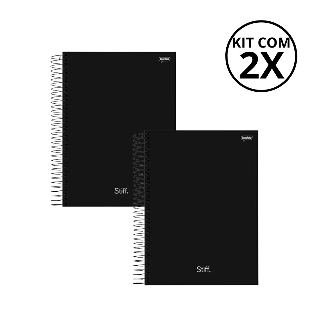 Kit Com 02 Cadernos Universitário 1 Matéria Stiff - JANDAIA CAPA:PRETO+PRETO