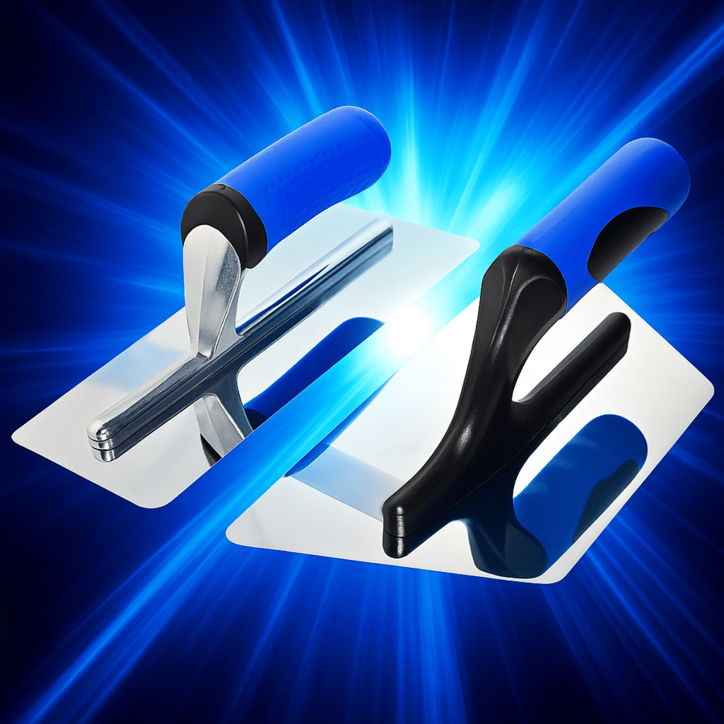 Kit Desempenadeira Aço Inox Trapezoidal P/ Cimento Queimado / Desempenadeira Aço Inox Roma
