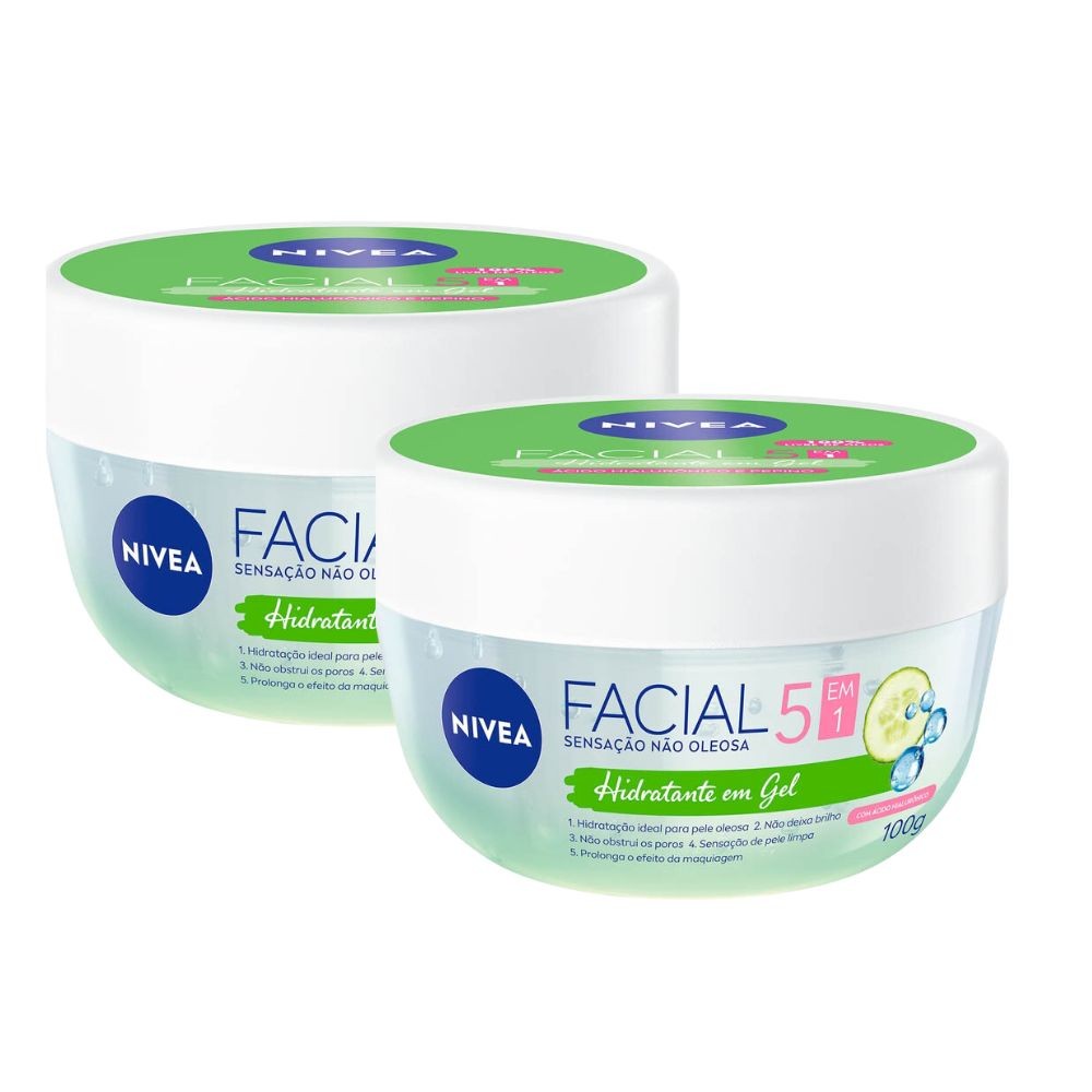 Kit 2 Hidratante Facial em Gel Nivea com Ácido Hialurônico e Pepino 100g - Beauty