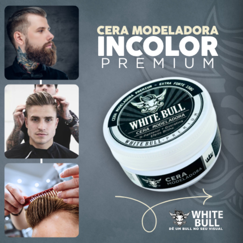 Pasta Cera Modeladora Efeito Molhado Masculina White Bull 150g em Oferta na Shopee