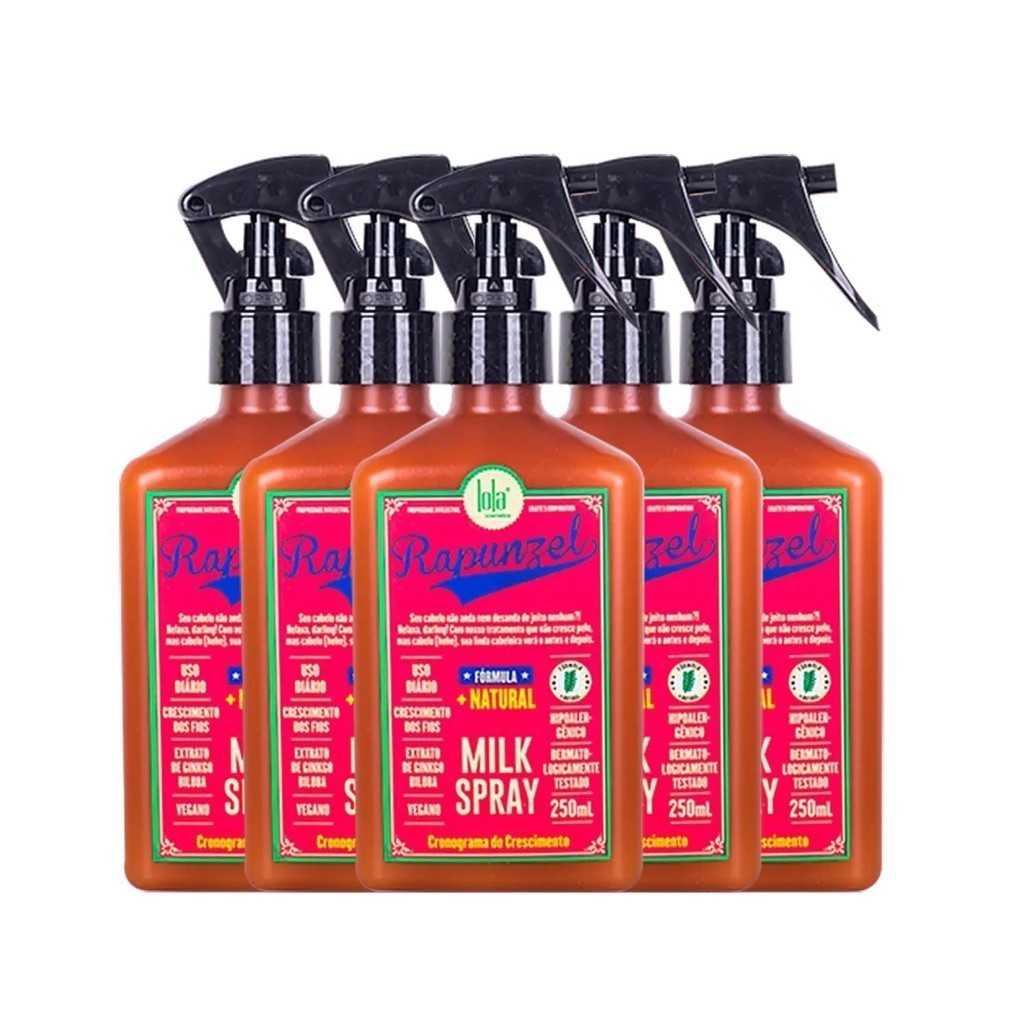 Kit Com 5 Leave-In Lola Cosmetics Rapunzel Milk Spray  250ml