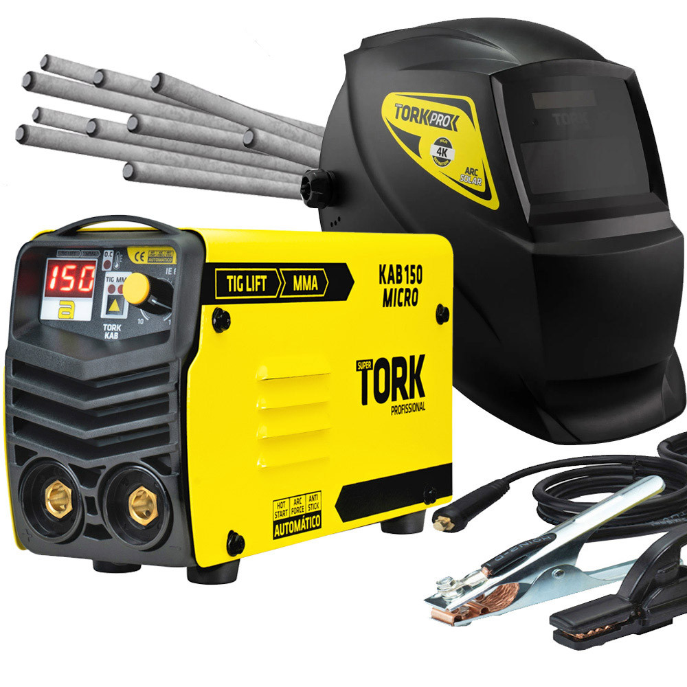 Inversor de Solda 150A Eletrodo e Tig + Mascara Automática Super Tork