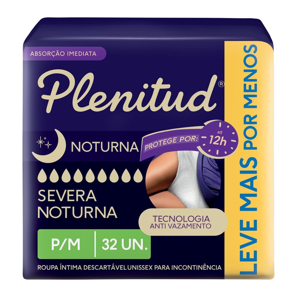 Plenitud Roupa Íntima Noturna para Incontinência P/M 32 Un em Oferta na Shopee