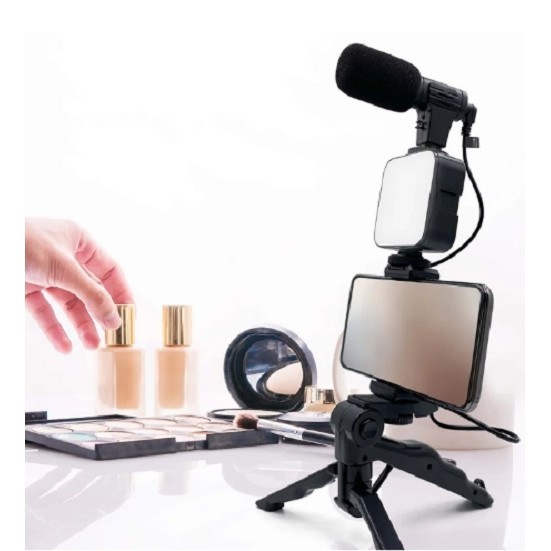 Iluminação LED fotografia suporte telefone smartphone kit vídeo microfone led gravação suporte estabilizador portátil