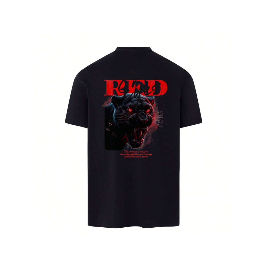 Camiseta Básica Preta Confortável Unissex Algodão Modelo: "Pantera Red Eyes" - Lançamento Especial