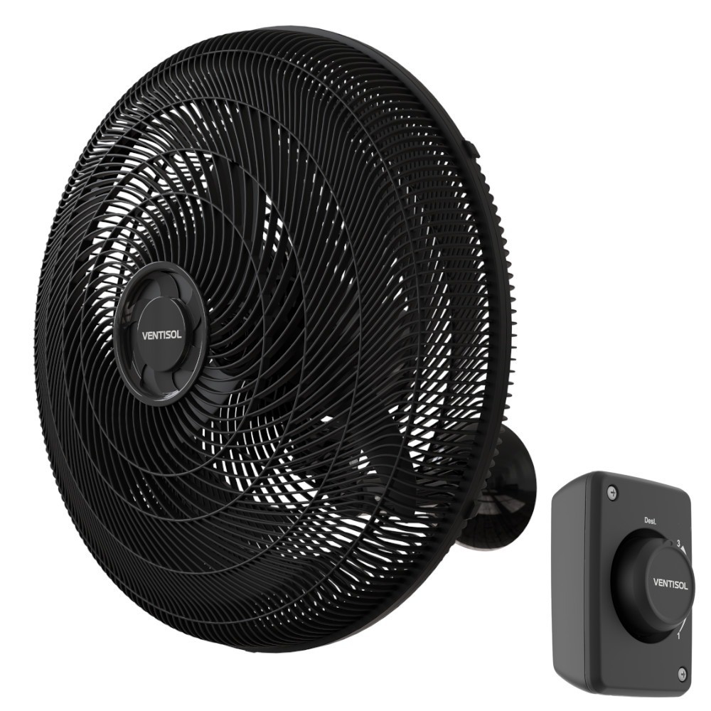 Ventilador de parede 50 cm plástico oscilante preto - NEW - Ventisol - Home Appliances