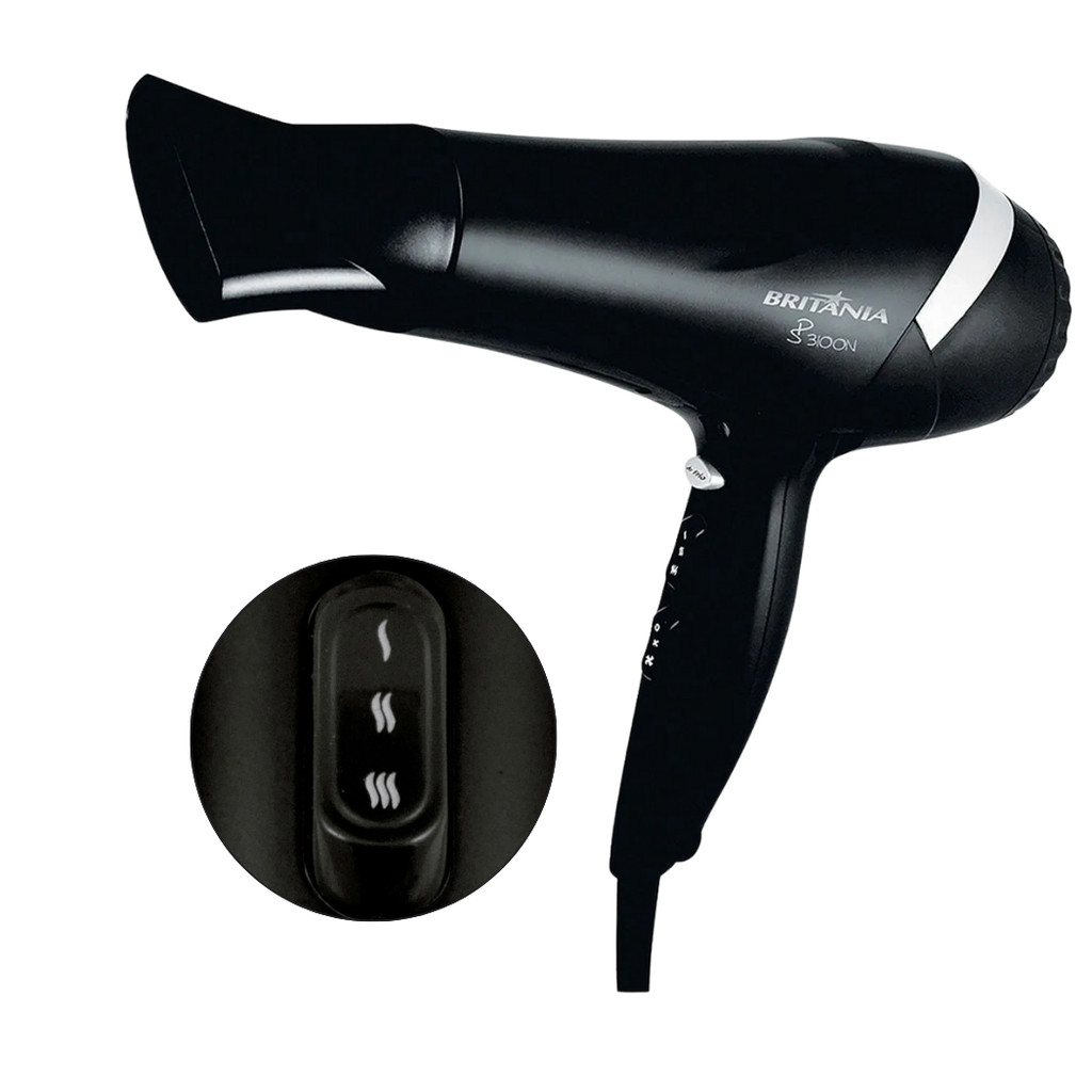 Secador de Cabelo Britânia SP3100N 2000W - Com Jato Frio em Oferta na Shopee