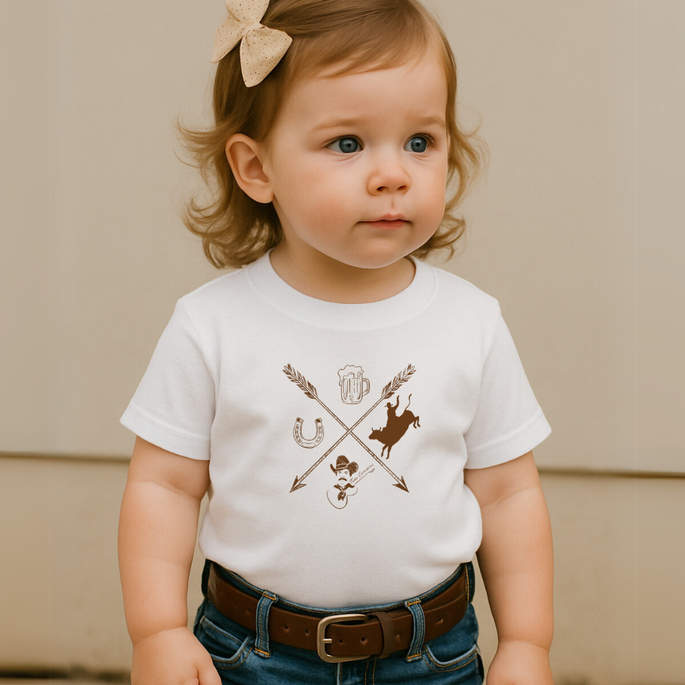 Camiseta Country Infantil Juvenil Unissex Country Estampa Flechas Country Cowboy Cowgirl