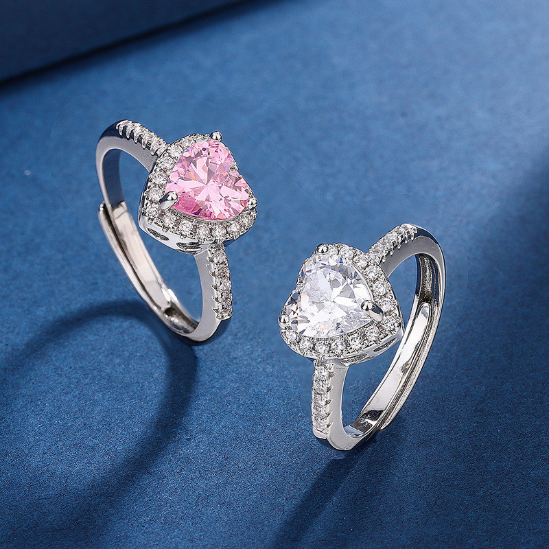 Anel de diamante rosa europeu e americano novo anel de diamante de moissanita anel de diamante feminino completo