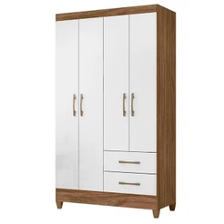 Guarda Roupa Solteiro Chile 4 Portas Naturale Branco Moval
