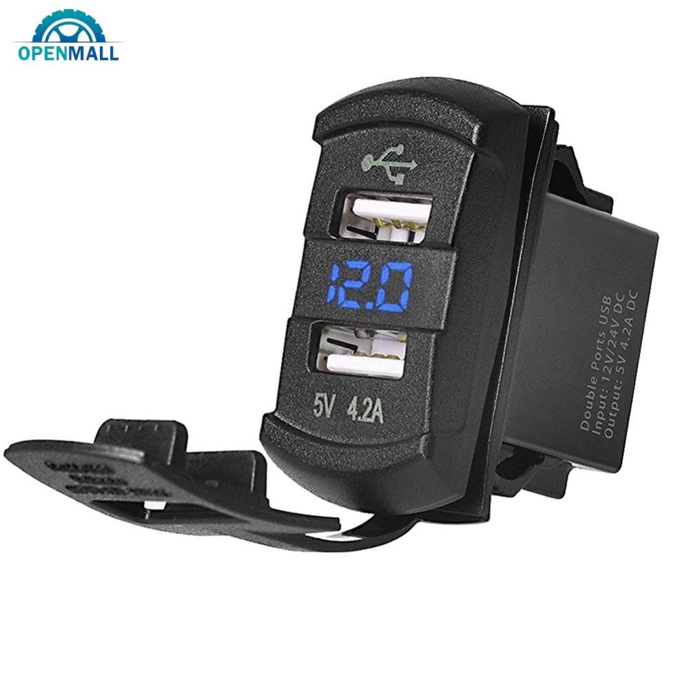 OPENMALL 5V 4.2A Universal LED Carregador De Carro Interruptor USB Duplo Para Barco UTV ATV T6Z3
