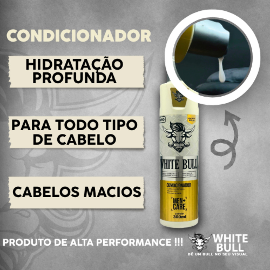 Condicionador Masculino White Bull 300ml | Hidratação Intensa