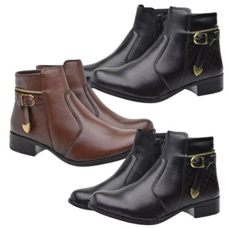 Bota Feminina Coturno Cano Curto Sem Salto Ref:207 Envio Imediato