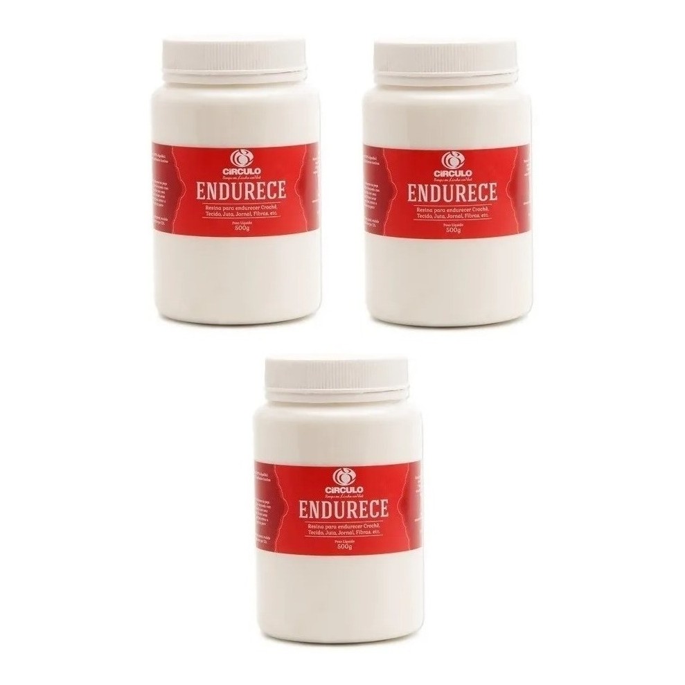 Kit 3 Resinas Endurece Crochê Tecidos Círculo 500g Circulo Resina Endurecedora Tecido Artesanato