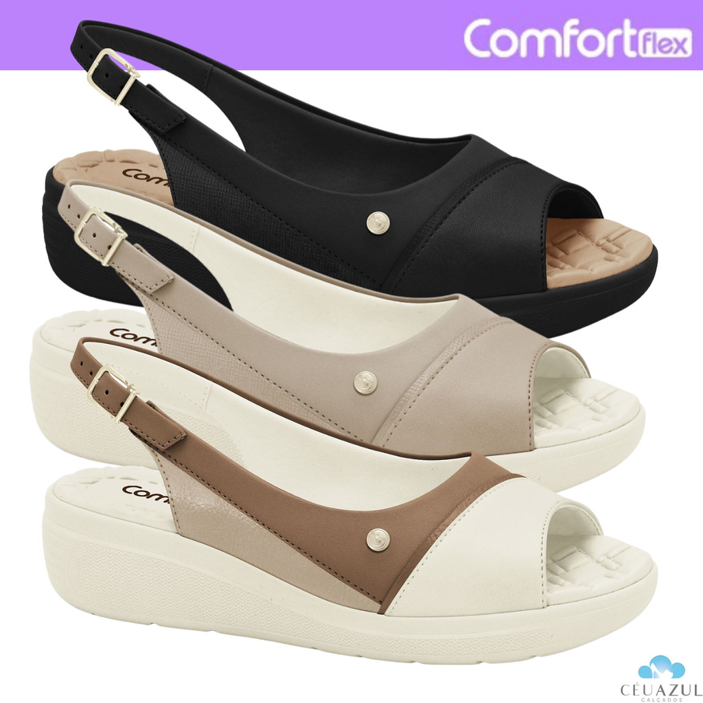 Sandália Feminina Anabela Comfortflex Estilo Conforto em Oferta na Shopee