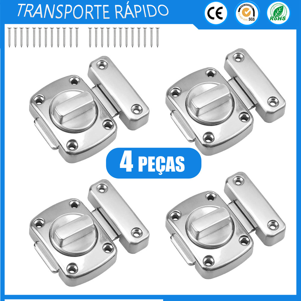 4x Fechadura de trinco de prata Trinco de porta Inserção de porta Parafuso de porta Trinco de porta Trinco de porta