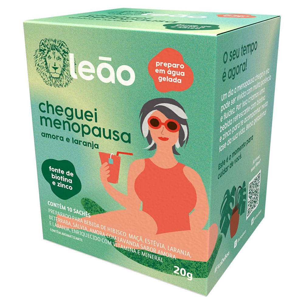 Chá Matte Leão Cheguei Menopausa Amora e Laranja Sachê 20g - Food & Beverages