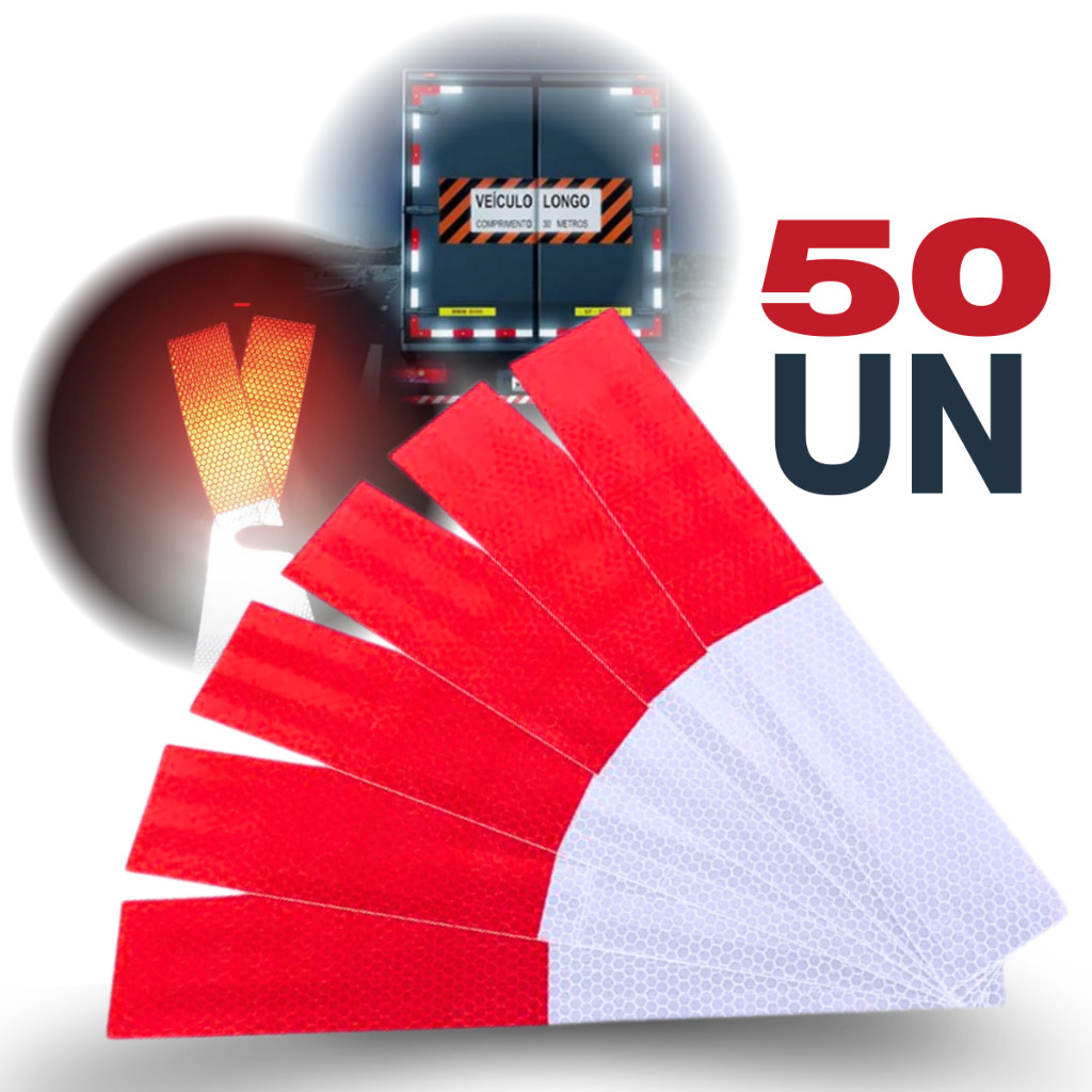 Faixa Refletiva Parachoque 50un Branco e Vermelho Para Caminhão em Oferta na Shopee