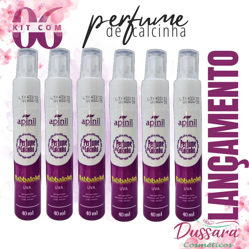 Kit com 6 Perfume de Calcinha Spray Uva (Babbaloko) Anti-Odor Apinil - 40 mL