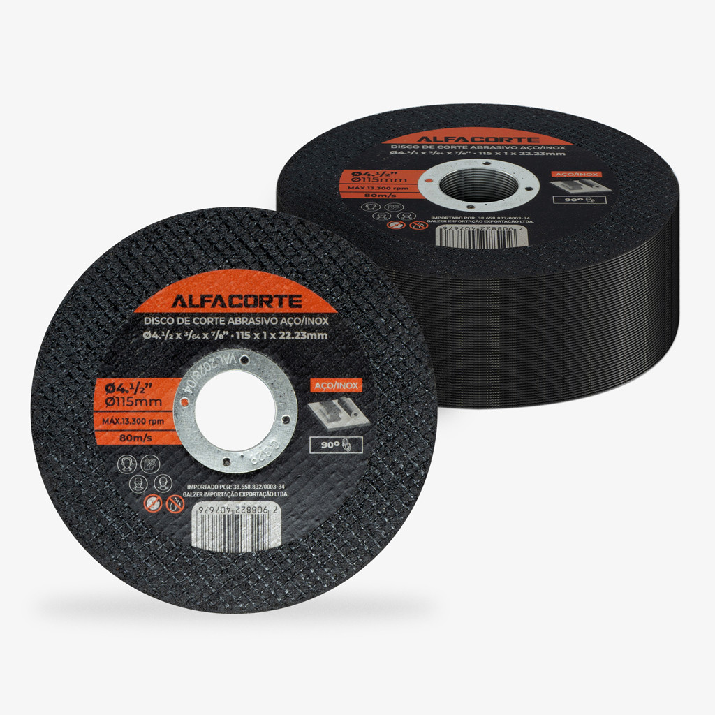 Kit 50 Disco De Corte 115mm Fino Inox 4.1/2 x 1 (22,23mm) Para Esmerilhadeira