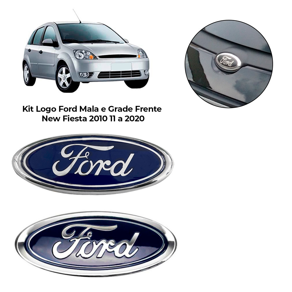 Kit Logo Ford Mala e Grade da Frente New Fiesta ano 2010 2011 2012 2013 2014 2015 2016 a 2020