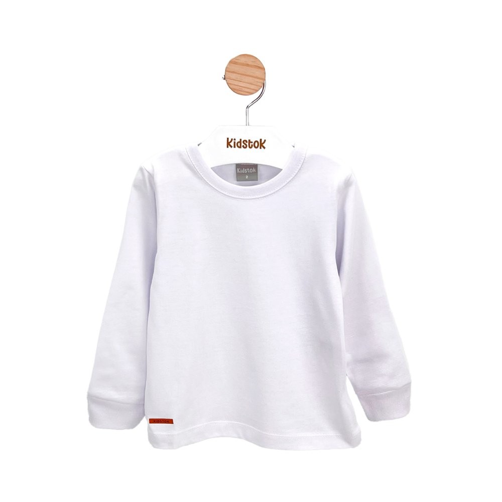Camiseta Unissex Branca Manga Longa Básica - Kidstok em Oferta na Shopee