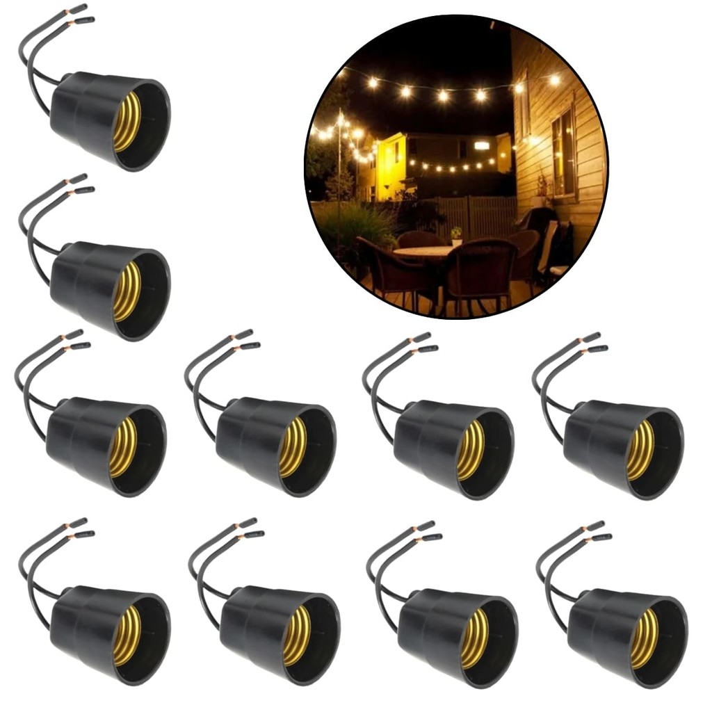 Kit 10 Soquetes com Rabicho Minion Preto Bocal para Lâmpada E27 Utilimix Luz Instalação Elétrica Obra Prático