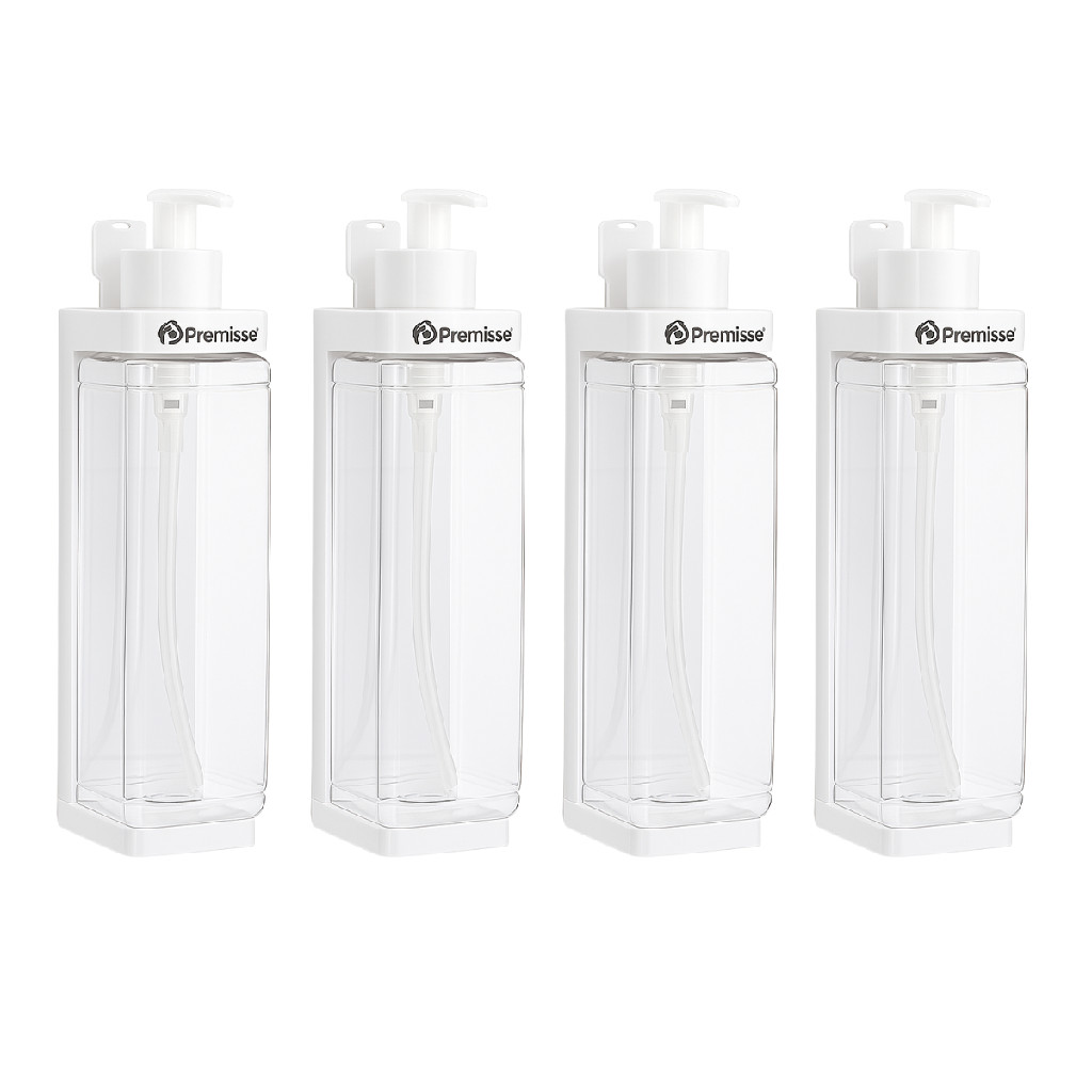 4 Frascos 400ml Pump Dispenser Parede Chuveiro Banheiro Box Shampoo Sabonete Hotel Pousada Resort hospital consultório