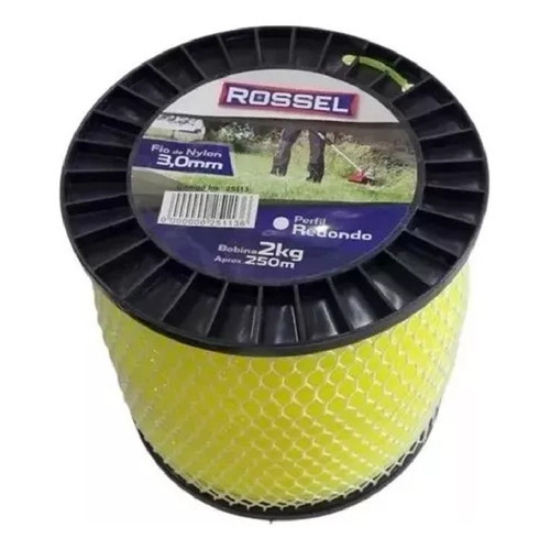 Bobina Rolo Fio Corte Nylon Roçadeira 3mm Redondo 250mts 2kg Amarelo Redondo